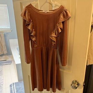 Gorgeous Pink Velour Ruffle Dress